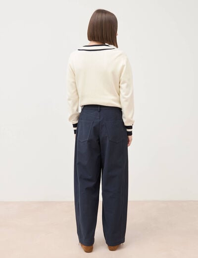 Pantalon coupe regular bleu marine femme