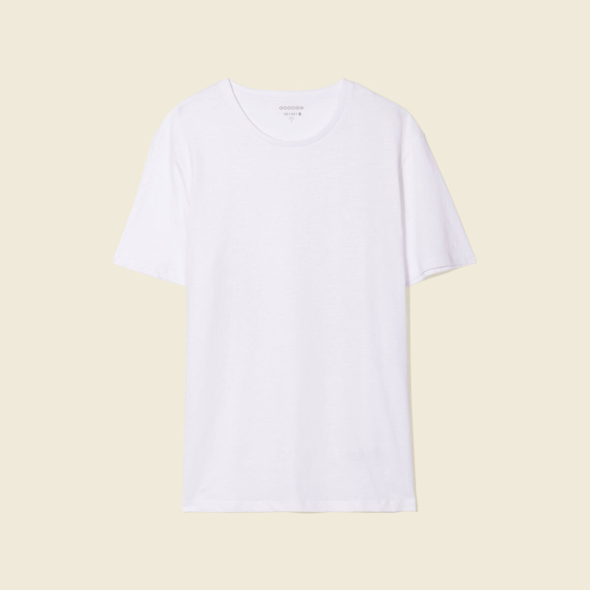 T-shirt ajust&eacute; col rond manches courtes blanc homme