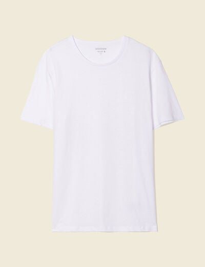 T-shirt ajust&eacute; col rond manches courtes blanc homme