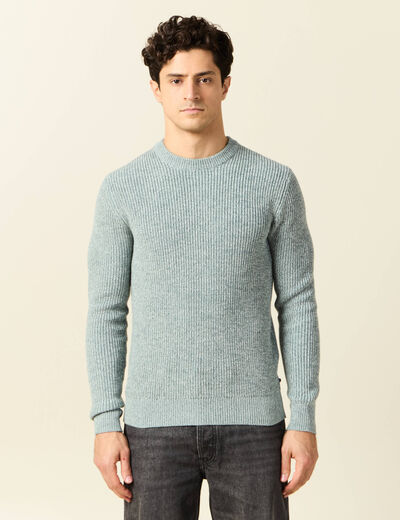 Pull manches longues vert foncé homme
