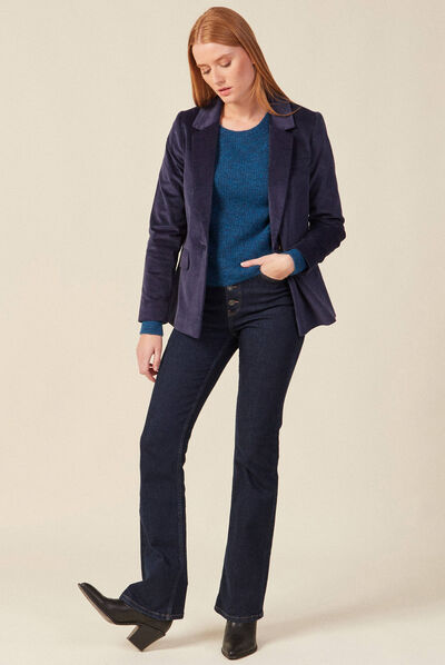 Pull manches longues bleu canard femme