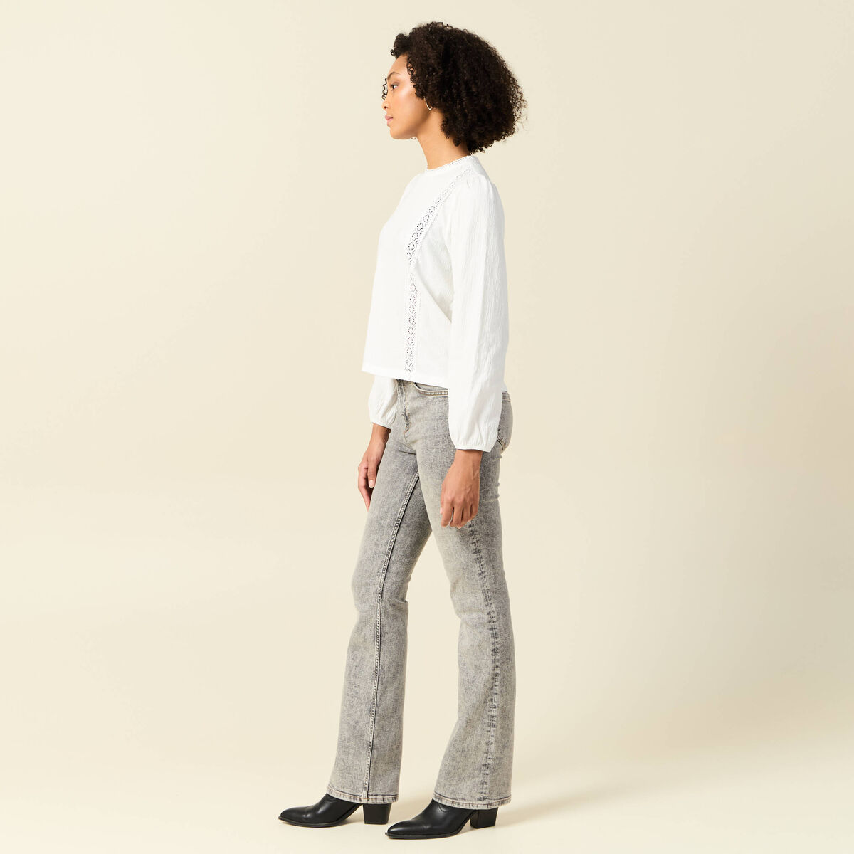 T-shirt manches longues ecru femme