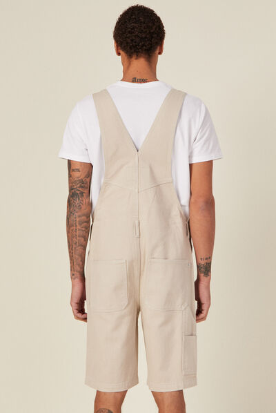 Salopette short droite beige homme