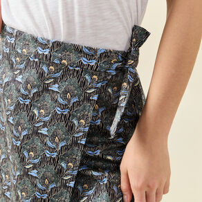 Jupe midi droite bleu marine femme