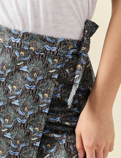Jupe midi droite bleu marine femme