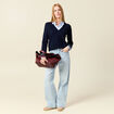 Pull manches longues 2-en-1 bleu foncé femme