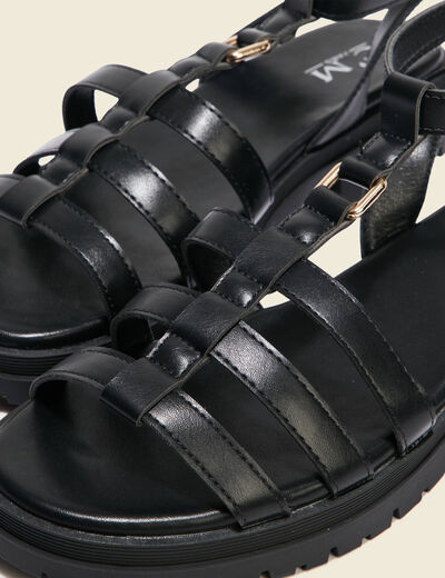 Sandales crantées noir femme