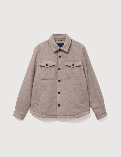 Surchemise boutonn&eacute;e beige homme