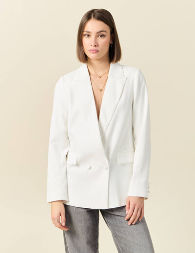 Veste esprit blazer droite ecru femme