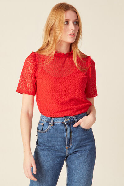 T-shirt manches courtes rouge femme