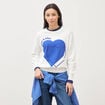 Pull oversize col rond manches longues ecru femme
