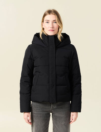 Doudoune à capuche noir femme