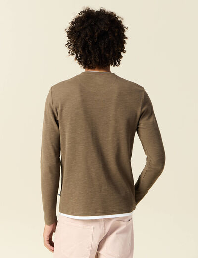 T-shirt manches longues taupe homme