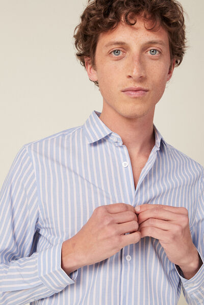 Chemise manches longues bleu ciel homme