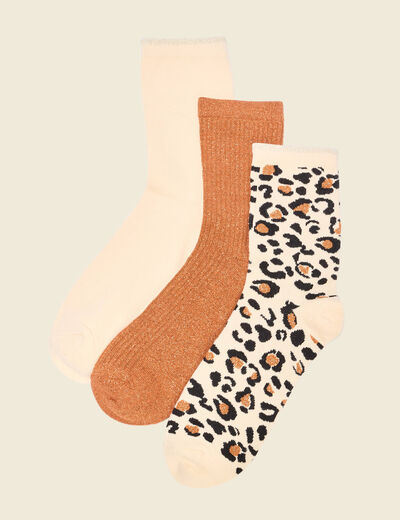 Lot 3 paires chaussettes marron cognac femme