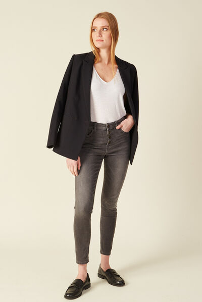 Jeans ultra stretch denim gris femme