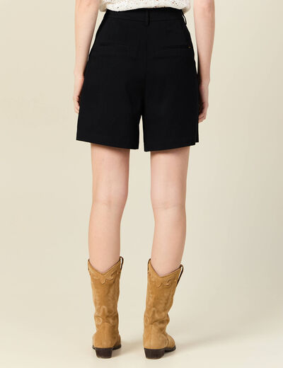 Bermuda droit taille haute noir femme