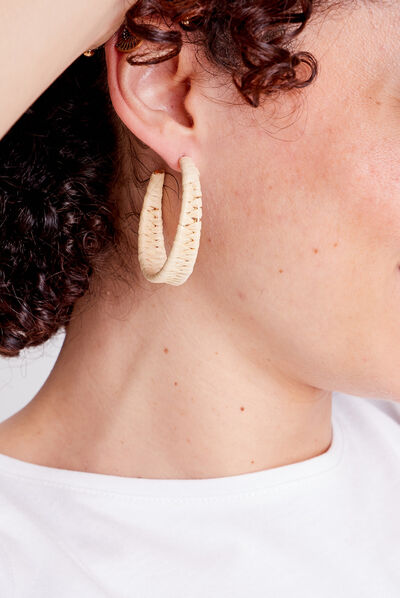 Boucles d'oreilles créoles ecru femme