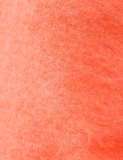 Pull droit col v manches longues rose corail femme