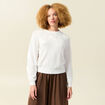 Pull manches longues col rond ecru femme
