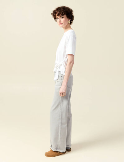 T-shirt manches courtes noeud blanc femme
