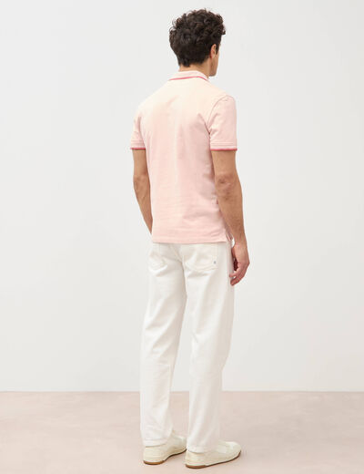 Polo cintr&eacute; en coton manches courtes rose poudr&eacute;e homme