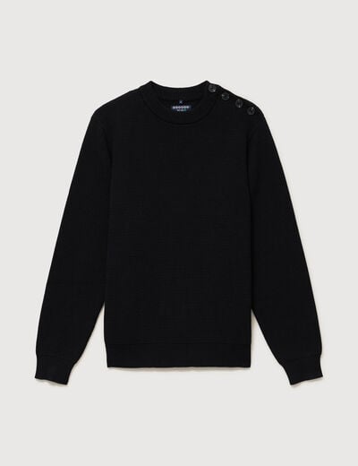 Pull manches longues col rond noir homme