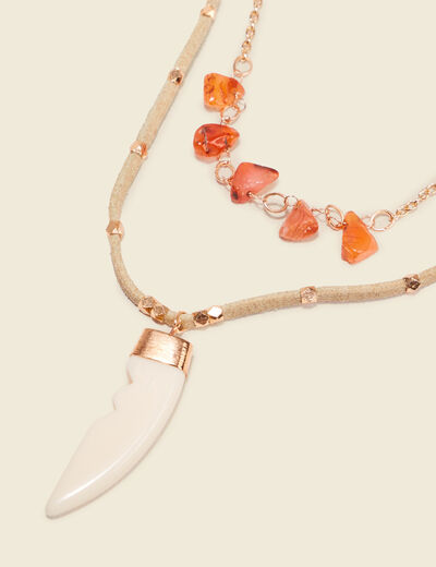 Collier multirangs ecru femme