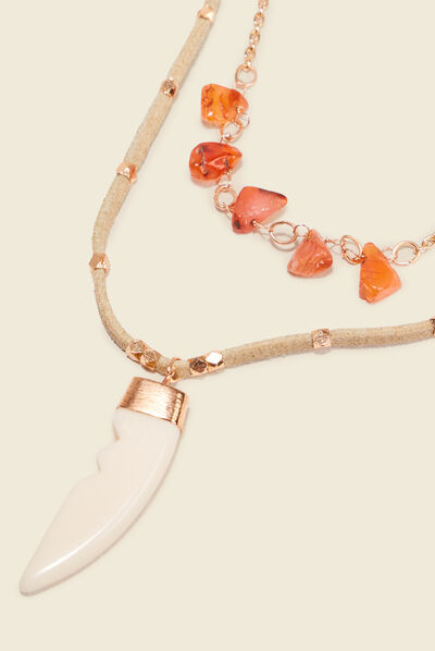 Collier multirangs ecru femme