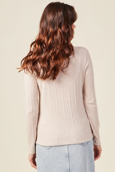 T-shirt manches longues creme femme