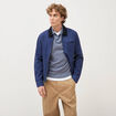 Pull droit col polo manches longues bleu gris homme