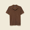 Polo cintré col cubain manches courtes marron homme