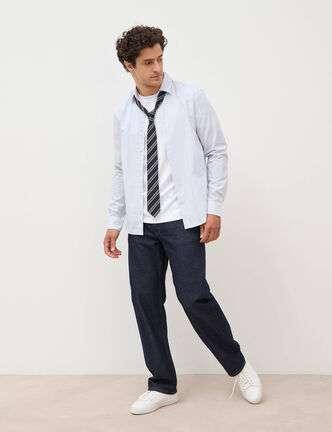 Chemise col classique manches longues gris fonc&eacute; homme
