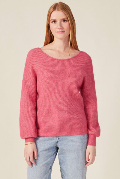 Pull manches longues 2-en-1 terracotta femme