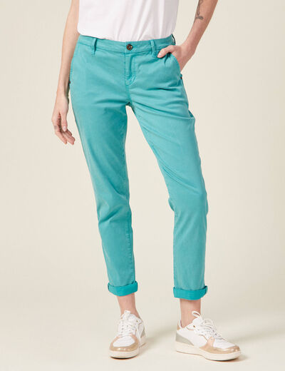 Pantalon chino Instinct bleu turquoise femme