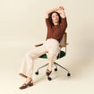 Polo col polo manches coude en coton marron fonc&eacute; femme