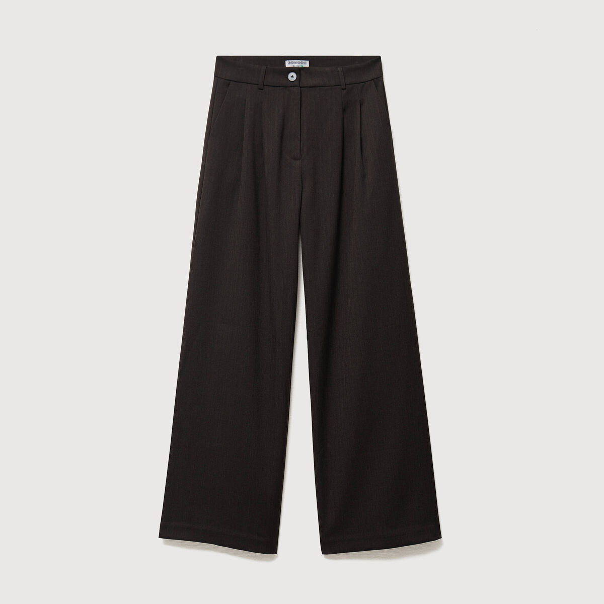 Pantalon large taille standard marron fonc&eacute; femme