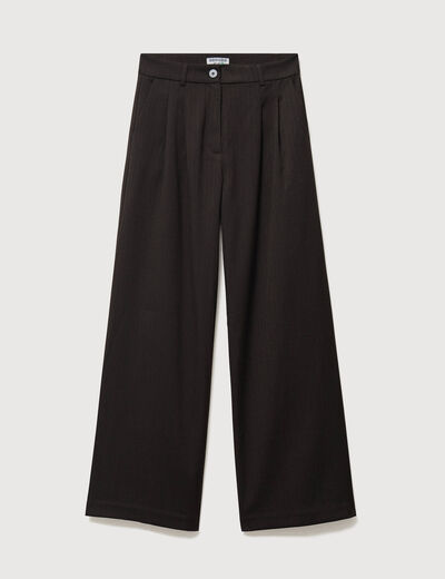 Pantalon large taille standard marron fonc&eacute; femme