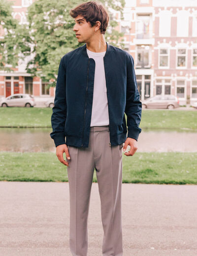 Blouson teddy éco-responsable bleu marine homme