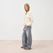 Blouson manches longues col classique denim blanc femme