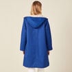 Parka droite à capuche doublée bleu electrique femme