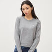 Pull fin col rond manches longues gris clair femme
