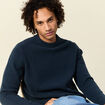 Pull manches longues col rond bleu marine homme