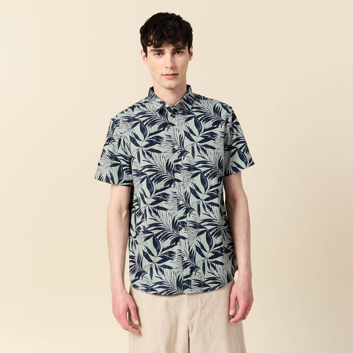 Chemise manches courtes vert homme