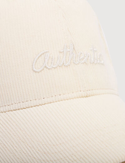 Casquette en velours de coton ecru homme