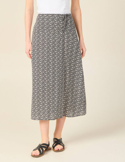 Jupe longue portefeuille noir femme