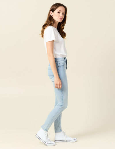Jeans skinny 7/8ème denim bleach femme