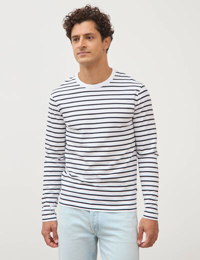 Marini&egrave;re manches longues col rond bleu marine homme