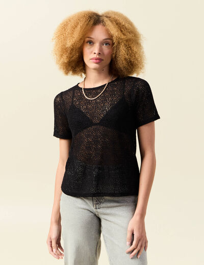 T-shirt manches courtes noir femme