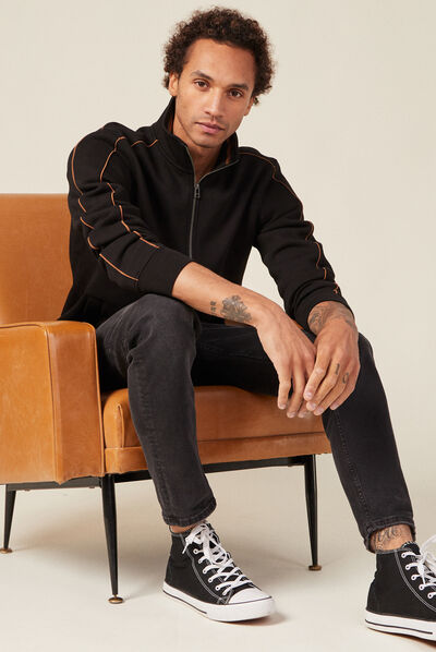 Gilet zippé col montant noir homme